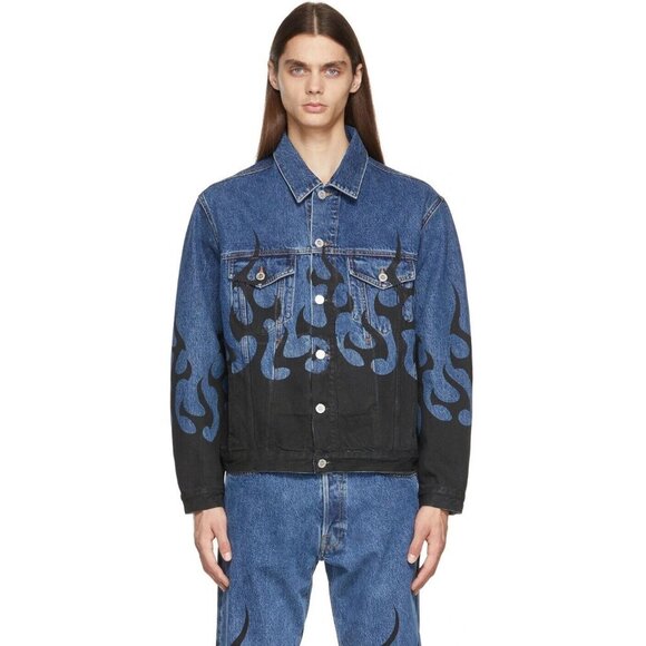 VETEMENTS Denim Black Fire Jacket Size L Mens Unisex Blue $2290 - Picture 1 of 16